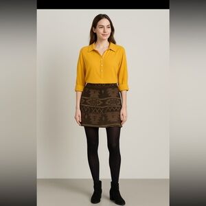 Aztec Wrap Skirt Size 16 Brown‎ Wool Blend Short Mini